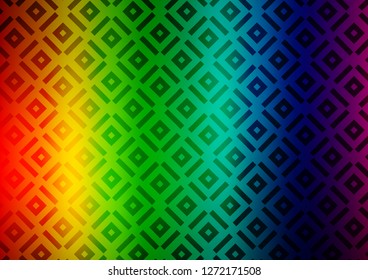Light Multicolor, Rainbow vector pattern with lines, rectangles. Shining colorful illustration with lines, rectangles. Pattern for ads, posters, banners.