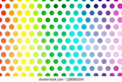 Light Multicolor, Rainbow vector pattern with spheres. Glitter abstract illustration with blurred drops of rain. Template for your brand book.