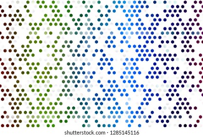 Light Multicolor, Rainbow vector pattern with colorful hexagons. Glitter abstract illustration in hexagonal style. New template for your brand book.
