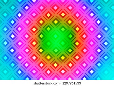 Light Multicolor, Rainbow vector pattern with lines, rectangles. Colorful illustration with lines, cubes on abstract template. Pattern for websites, landing pages.