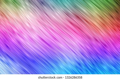 Light Multicolor, Rainbow vector pattern with lines, ovals. A sample with blurred bubble shapes. Marble style for your business design.