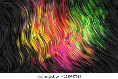 Light Multicolor, Rainbow vector pattern with lines, ovals. Glitter abstract illustration with wry lines. Marble style for your business design.