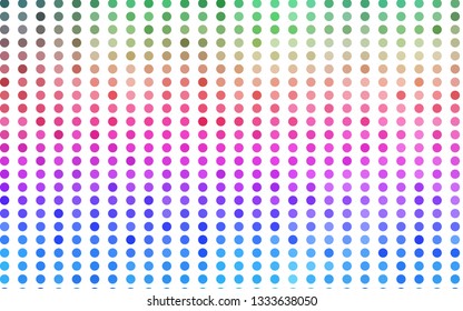 Light Multicolor, Rainbow vector pattern with spheres. Glitter abstract illustration with blurred drops of rain. Template for your brand book.