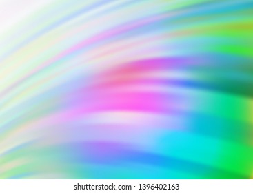 Light Multicolor, Rainbow vector pattern with bent ribbons. Shining illustration, which consist of blurred lines, circles. Brand new design for your ads, poster, banner.