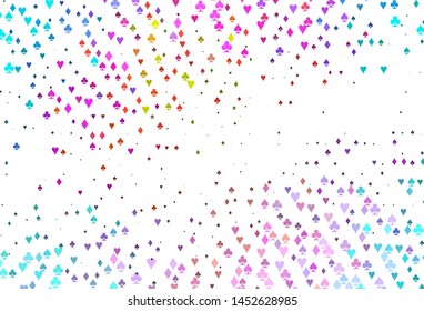 Light Multicolor, Rainbow vector pattern with symbol of cards. Colored illustration with hearts, spades, clubs, diamonds. Pattern for ads of parties, events in Vegas.