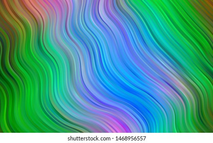 Light Multicolor, Rainbow vector pattern with wavy lines shapes. An elegant bright illustration with gradient. The elegant pattern for brand book.