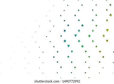 Light Multicolor, Rainbow vector pattern with symbol of cards. Blurred decorative design of hearts, spades, clubs, diamonds. Smart design for your business advert of casinos.