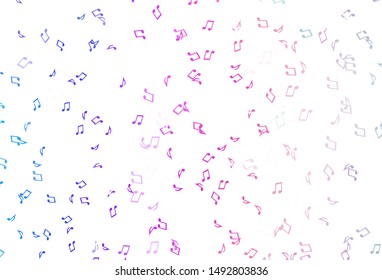 Light Multicolor, Rainbow vector pattern with music elements. Decorative design in abstract style with music shapes. Pattern for school ad, booklets.