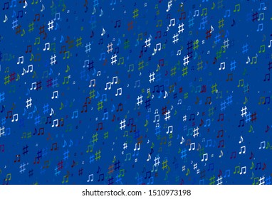 Light Multicolor, Rainbow vector pattern with music elements. Isolated colorful music keys on abstract background. Template for fasion magazines.