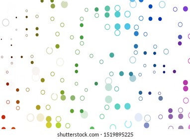Light Multicolor, Rainbow vector pattern with spheres. Abstract illustration with colored bubbles in nature style. Design for business adverts.