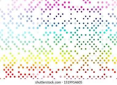 Light Multicolor, Rainbow vector pattern with spheres. Glitter abstract illustration with blurred drops of rain. Template for your brand book.