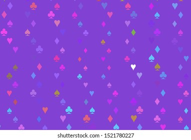 Light Multicolor, Rainbow vector pattern with symbol of cards. Blurred decorative design of hearts, spades, clubs, diamonds. Pattern for booklets, leaflets of gambling houses.