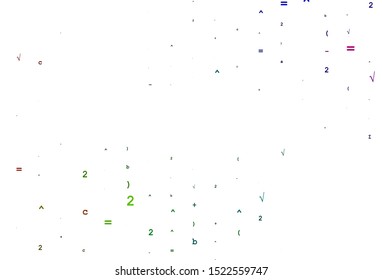 Light Multicolor, Rainbow vector pattern with arithmetic signs. Abstract illustration with colored algebra signs. Pattern for ads, booklets, leaflets of education.