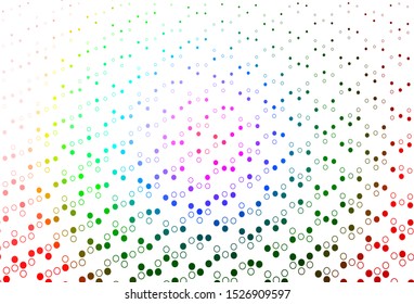 Light Multicolor, Rainbow vector pattern with spheres. Abstract illustration with colored bubbles in nature style. Template for your brand book.