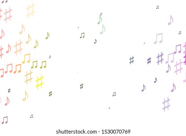 Light Multicolor, Rainbow vector pattern with music elements. Modern abstract illustration with melody keys. Template for fasion magazines.