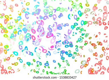 Light Multicolor, Rainbow vector pattern with spheres. Glitter abstract illustration with blurred drops of rain. Template for your brand book.