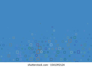 Light Multicolor, Rainbow vector pattern with spheres, squares. Decorative design in abstract style with circles, rectangles. Pattern for ads, leaflets.