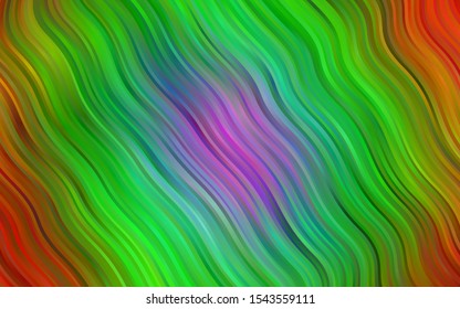Light Multicolor, Rainbow vector pattern with bent ribbons. Creative geometric illustration in marble style with gradient. A completely new template for your business design.