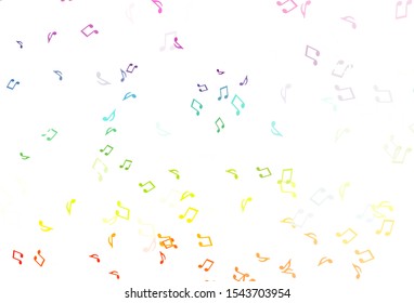 Light Multicolor, Rainbow vector pattern with music elements. Isolated colorful music keys on abstract background. Template for fasion magazines.