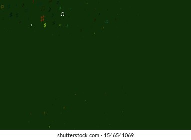 Light Multicolor, Rainbow vector pattern with music elements. Isolated colorful music keys on abstract background. Template for fasion magazines.
