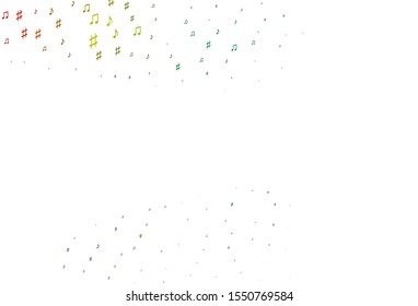 Light Multicolor, Rainbow vector pattern with music elements. Isolated colorful music keys on abstract background. Template for fasion magazines.