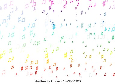 Light Multicolor, Rainbow vector pattern with music elements. Modern abstract illustration with melody keys. Template for fasion magazines.