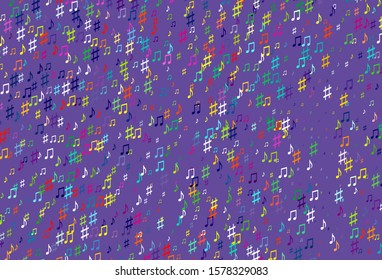 Light Multicolor, Rainbow vector pattern with music elements. Isolated colorful music keys on abstract background. Pattern for festival leaflets.
