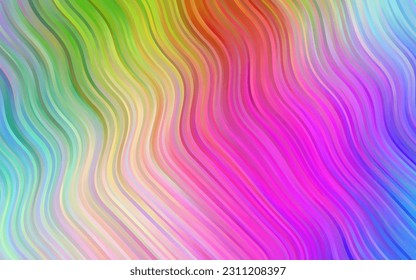 Light Multicolor, Rainbow vector pattern with lines, ovals. A vague circumflex abstract illustration with gradient. Brand new design for your ads, poster, banner.