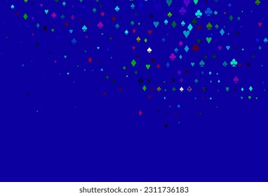 Light Multicolor, Rainbow vector pattern with symbol of cards. Blurred decorative design of hearts, spades, clubs, diamonds. Pattern for leaflets of poker games, events.