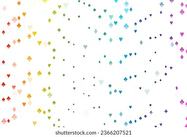 Light Multicolor, Rainbow vector pattern with symbol of cards. Illustration with set of hearts, spades, clubs, diamonds. Smart design for your business advert of casinos.
