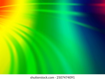 Light Multicolor, Rainbow vector pattern with lines, ovals. A sample with blurred bubble shapes. Textured wave pattern for backgrounds.