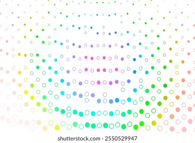 Light Multicolor, Rainbow vector pattern with spheres. Glitter abstract illustration with blurred drops of rain. Template for your brand book.
