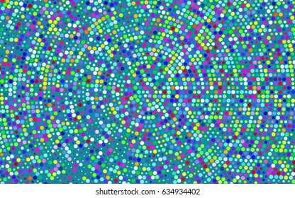 Light Multicolor, Rainbow vector pattern with colored spheres. Geometric sample of repeating circles on white background in halftone style.