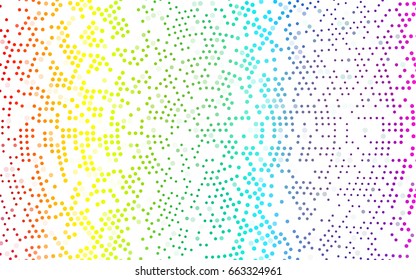 Light Multicolor, Rainbow vector pattern with colored spheres. Geometric sample of repeating circles on white background in halftone style.