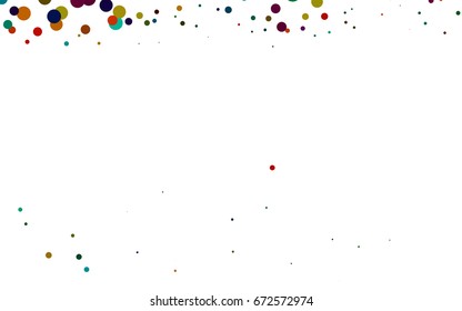 Light Multicolor, Rainbow vector pattern with colored spheres. Geometric sample of repeating circles on white background in halftone style.