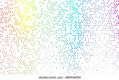 Light Multicolor, Rainbow vector pattern with colored spheres. Geometric sample of repeating circles on white background in halftone style.