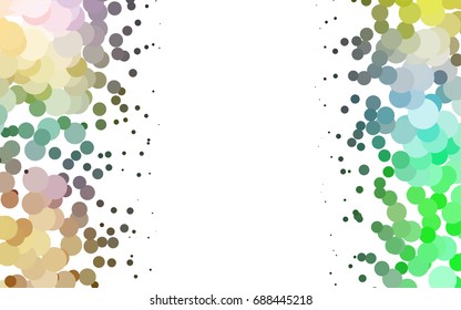 Light Multicolor, Rainbow vector pattern with colored spheres. Geometric sample of repeating circles on white background in halftone style.