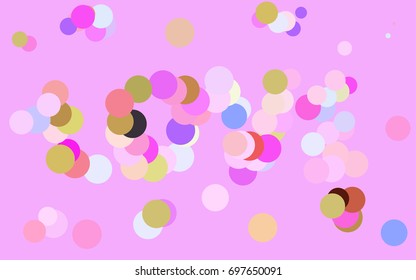 Light Multicolor, Rainbow vector pattern with colored spheres. Geometric sample of repeating circles on white background in halftone style.