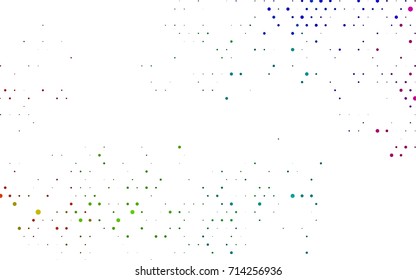 Light Multicolor, Rainbow vector pattern with colored spheres. Geometric sample of repeating circles on white background in halftone style.