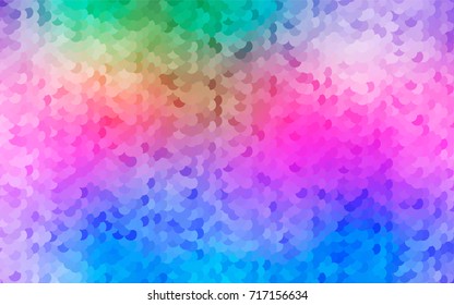 Light Multicolor, Rainbow vector pattern with colored spheres. Geometric sample of repeating circles on white background in halftone style.