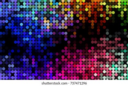 Light Multicolor, Rainbow vector pattern with colored spheres. Geometric sample of repeating circles on white background in halftone style.
