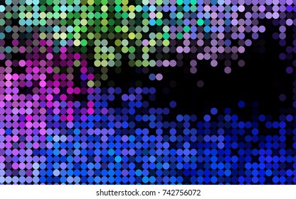 Light Multicolor, Rainbow vector pattern with colored spheres. Geometric sample of repeating circles on white background in halftone style.