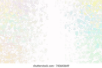 Light Multicolor, Rainbow vector pattern with colored spheres. Geometric sample of repeating circles on white background in halftone style.