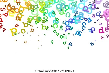 Light Multicolor, Rainbow vector pattern with ABC symbols. Blurred design in simple style with signs of alphabet. The pattern can be used for school, grammar websites.