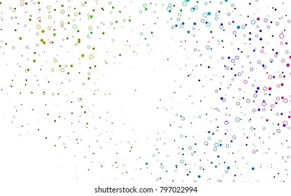 Light Multicolor, Rainbow vector  pattern with spheres. Glitter abstract illustration with blurred drops of rain. New design for ad, poster, banner of your website.