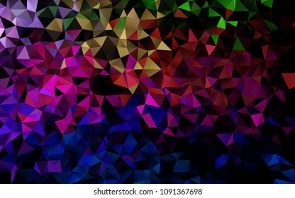 Light Multicolor, Rainbow vector polygon abstract pattern. Shining colored illustration in a brand-new style. A completely new template for your business design.