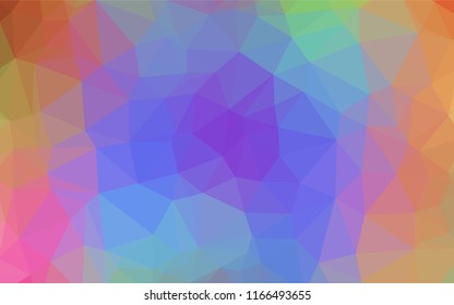 Light Multicolor, Rainbow vector polygon abstract background. Glitter abstract illustration with an elegant design. The best triangular design for your business.