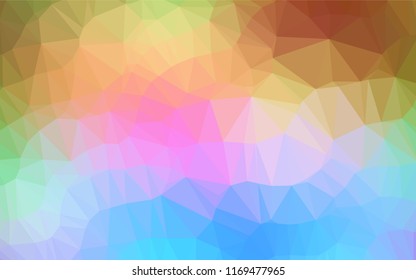 Light Multicolor, Rainbow vector polygon abstract backdrop. Geometric illustration in Origami style with gradient.  A new texture for your design.