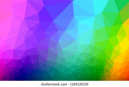 Light Multicolor, Rainbow vector polygon abstract layout. Geometric illustration in Origami style with gradient.  The template can be used as a background for cell phones.