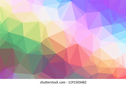 Light Multicolor, Rainbow vector polygon abstract background. A vague abstract illustration with gradient. Triangular pattern for your business design.